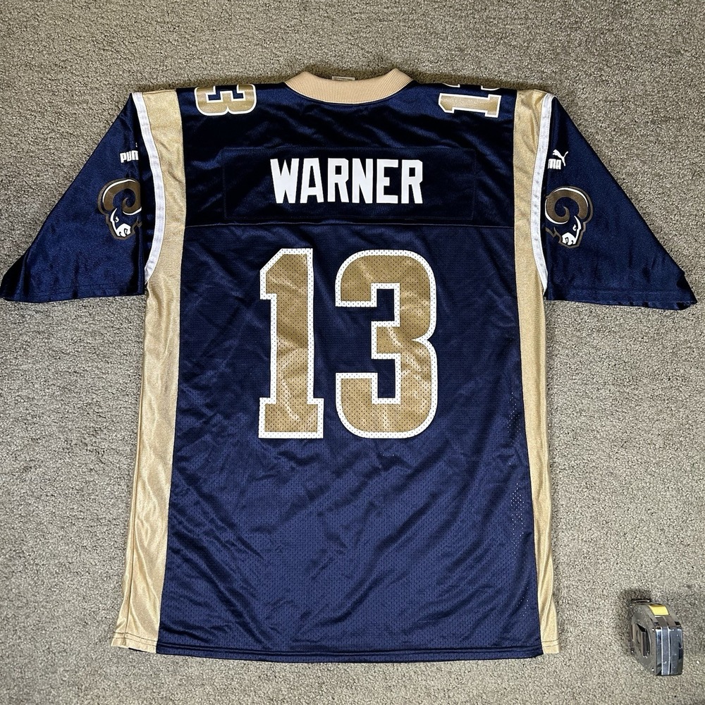 Vintage‎ NFL Puma St. Louis Rams Kurt Warner #13 Football Jersey Men Size Large